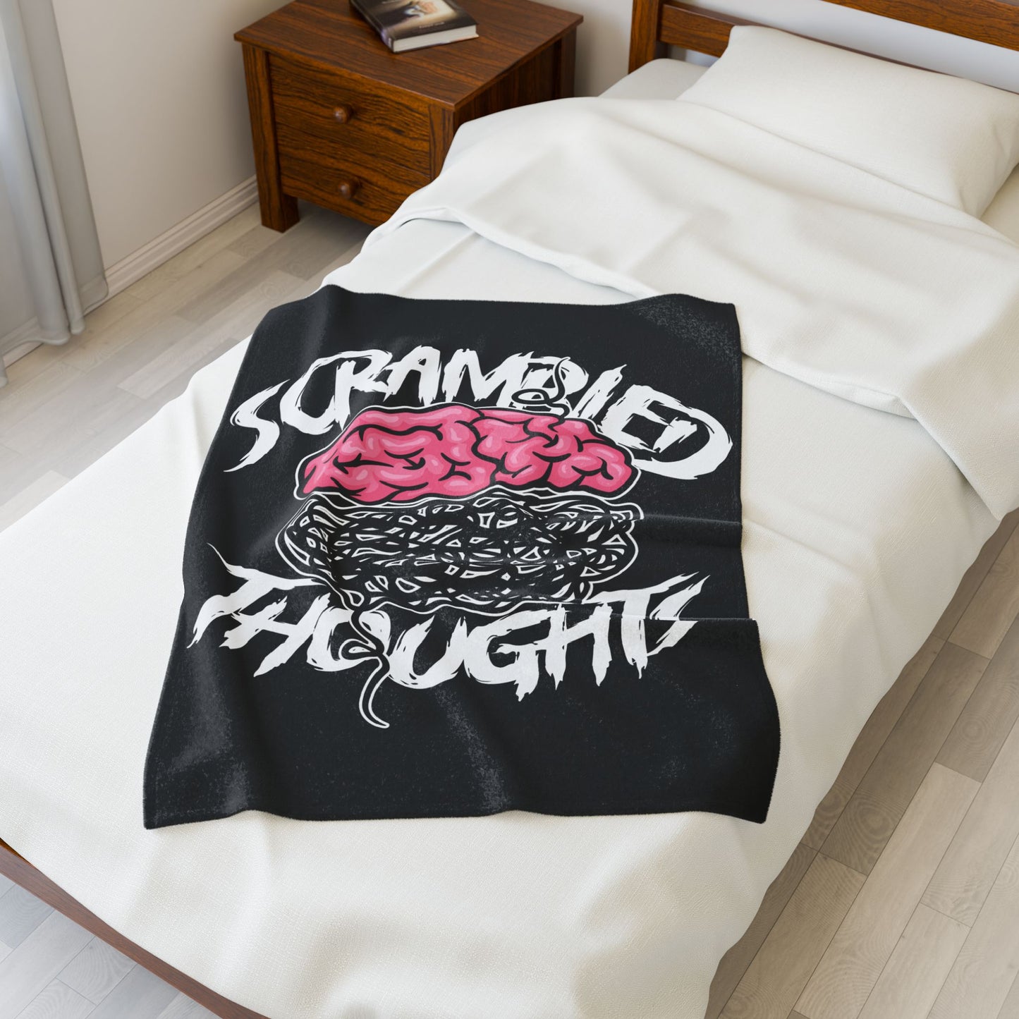 Scrambled Thoughts Velveteen Plush Blanket
